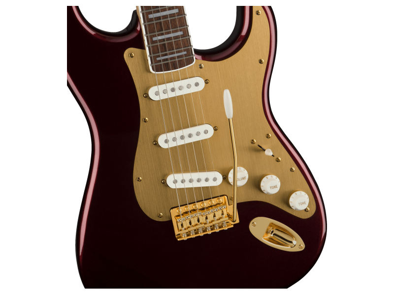 Squier 40th Anniversary Stratocaster Gold Edition Ruby Red Metallic Esse Music Store